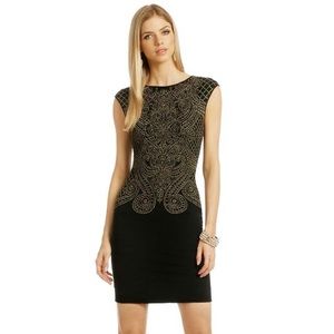 RVN Black & Gold Jacquard Dress